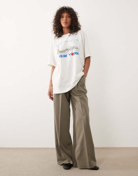 ASOS DESIGN - Oversized T-shirt met korte mouwen en grafische New York-stadsgezichtprint in wit - view 1