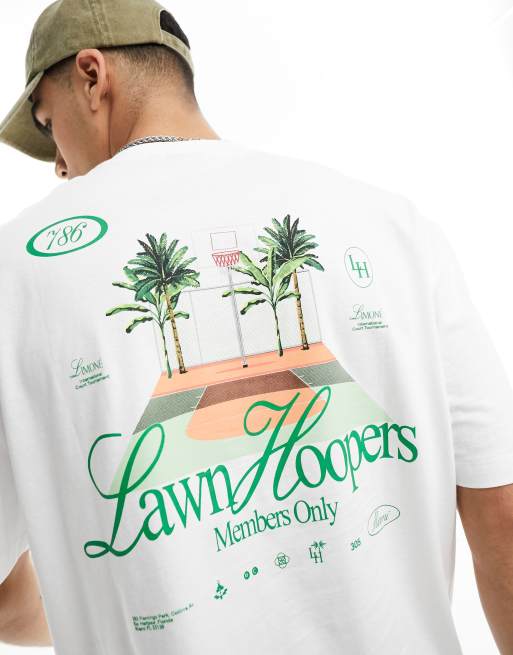 ASOS DESIGN - Oversized T-shirt met landschapsprint op de achterkant in wit