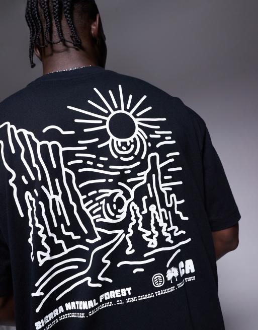 ASOS DESIGN - Oversized T-shirt met landschapsprint op de achterkant in zwart