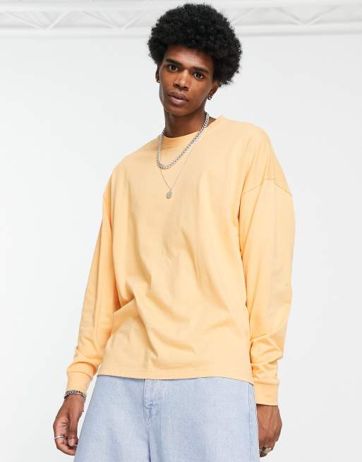 ASOS DESIGN - Oversized T-shirt met lange mouwen in abrikoos