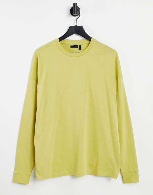 ASOS DESIGN - Oversized T-shirt met lange mouwen in groen met wassing - LGREEN
