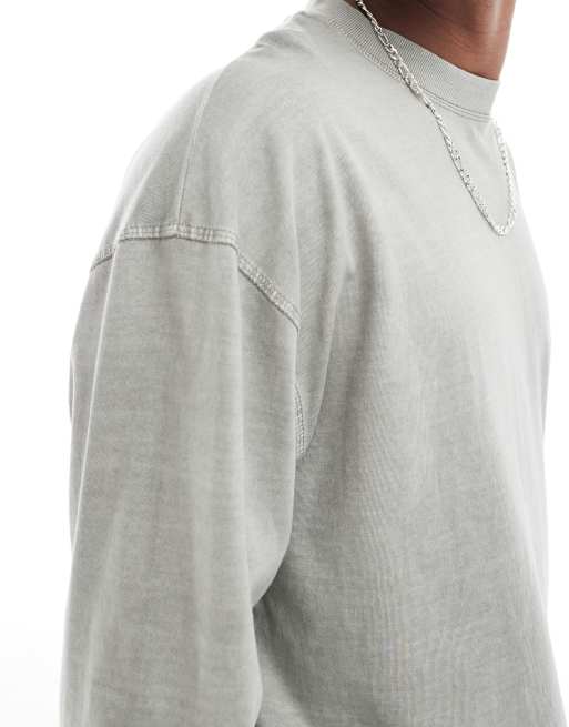 ASOS DESIGN - Oversized T-shirt met lange mouwen in groene wassing, 3 van 4