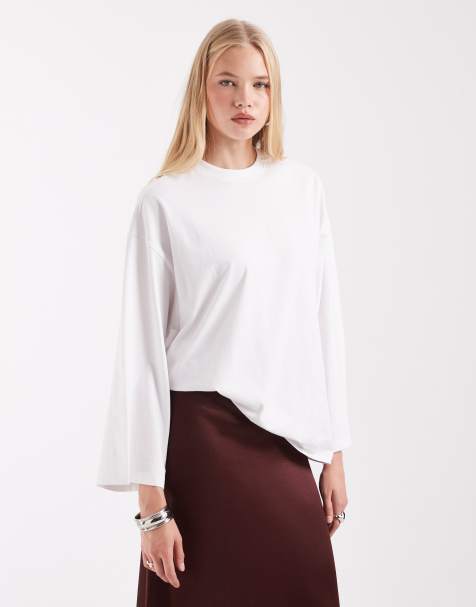 ASOS DESIGN oversized T-shirt met lange mouwen in wit - view 1