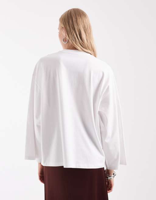 ASOS DESIGN oversized T-shirt met lange mouwen in wit, 4 van 4