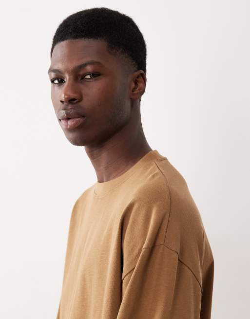 ASOS DESIGN - Oversized T-shirt met lange mouwen van zware stof in bruin , 4 van 5