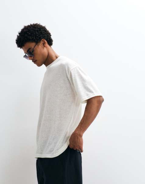 ASOS DESIGN - Oversized T-shirt met linnenlook in crème - view 1