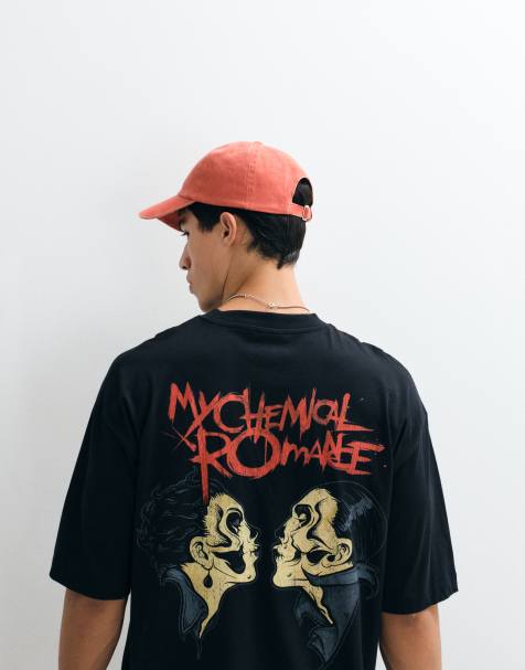 ASOS DESIGN - Oversized T-shirt met MCR-gezichtenprint in zwart - view 1