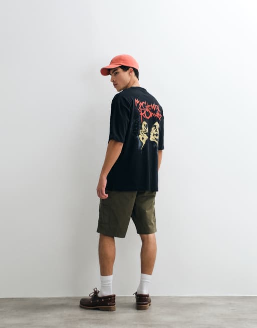 ASOS DESIGN - Oversized T-shirt met MCR-gezichtenprint in zwart, 4 van 5