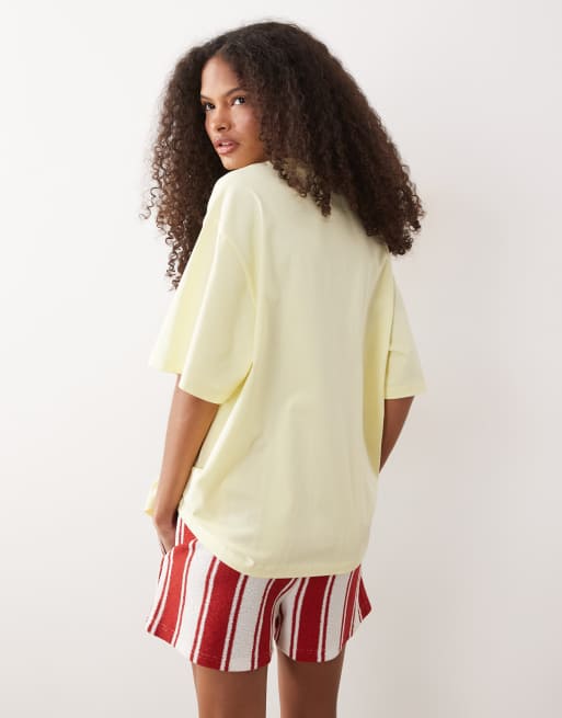 ASOS DESIGN - Oversized T-shirt met 'Mexico Beach Club'-print in geel, 4 van 4