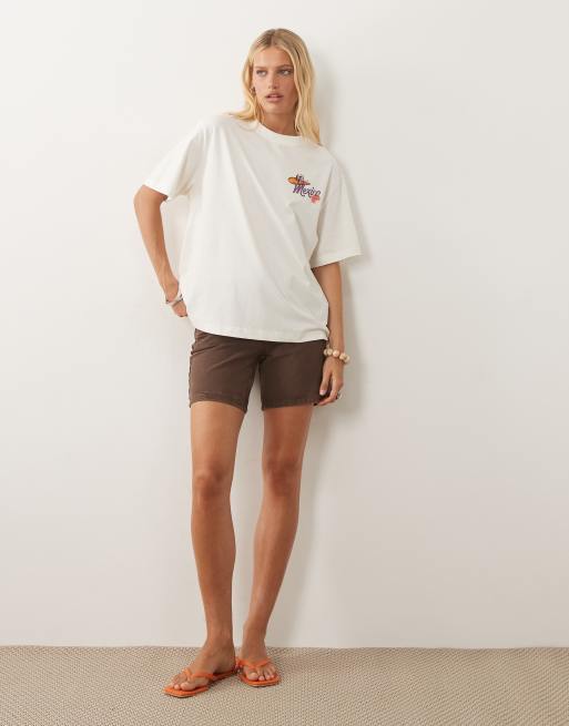 ASOS DESIGN oversized T-shirt met Mexico-kaartprint in crème, 3 van 4