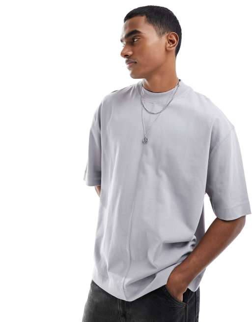 ASOS DESIGN - Oversized T-shirt met naaddetails in grijs