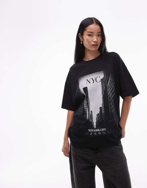 ASOS DESIGN - Oversized T-shirt met New York City-print in zwart - view 1