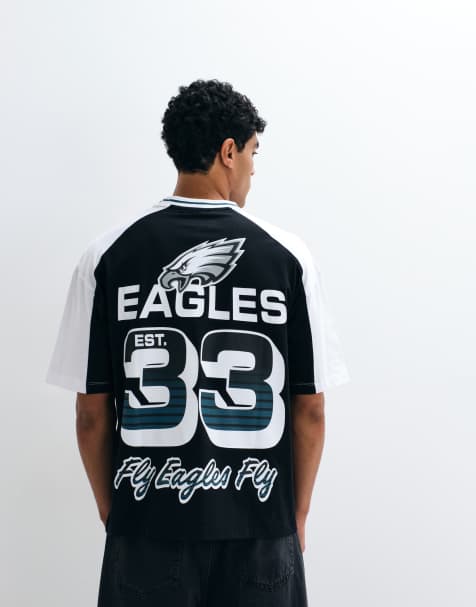 ASOS DESIGN - Oversized T-shirt met NFL Philadelphia Eagles-print in zwart - view 1