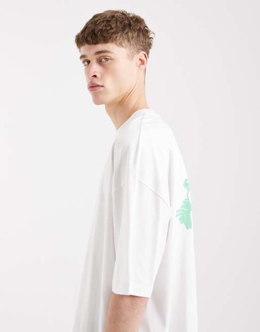 ASOS DESIGN - Oversized T-shirt met palmprint in wit, 4 van 5