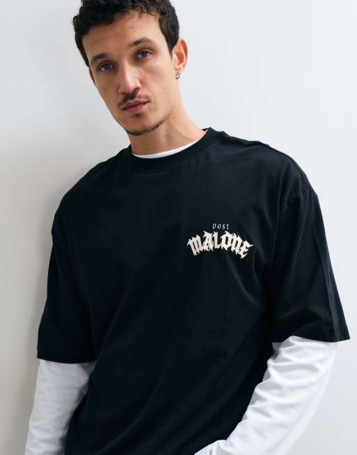 ASOS DESIGN oversized T-shirt met Post Malone-print in zwart, 4 van 5
