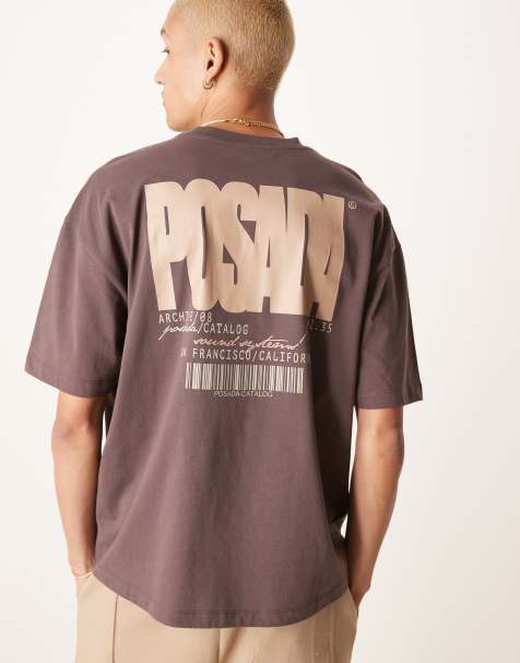ASOS DESIGN - Oversized T-shirt met print op de achterkant in bruin - view 1