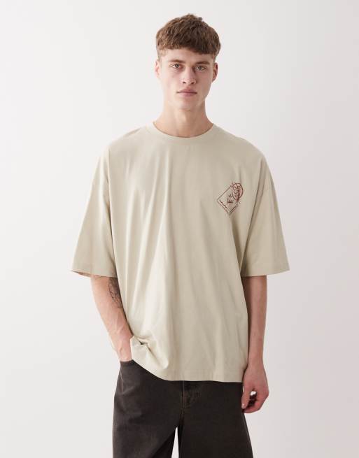 ASOS DESIGN - Oversized T-shirt met print op de achterkant in saliegroen, 3 van 5