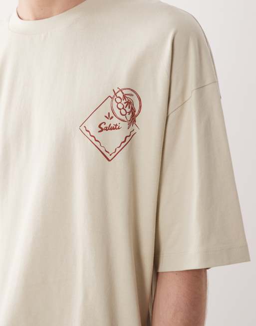 ASOS DESIGN - Oversized T-shirt met print op de achterkant in saliegroen, 5 van 5
