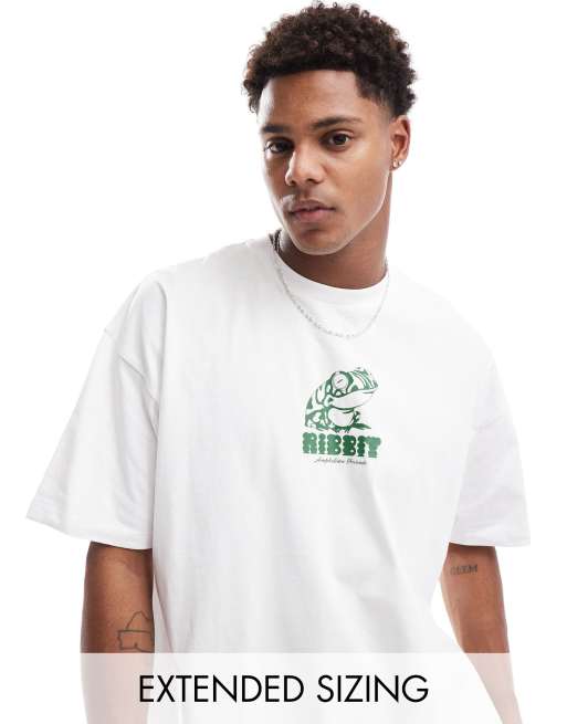 ASOS DESIGN - Oversized T-shirt met print op de borst in wit