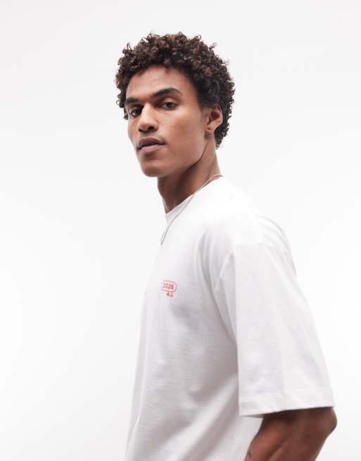 ASOS DESIGN - Oversized T-shirt met print op de borst in wit, 5 van 5
