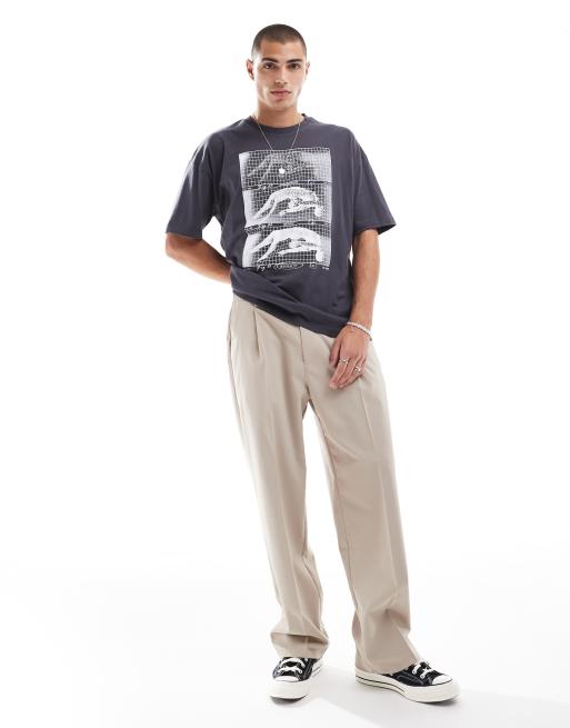 ASOS DESIGN - Oversized T-shirt met print op de voorkant in antraciet, 2 van 4