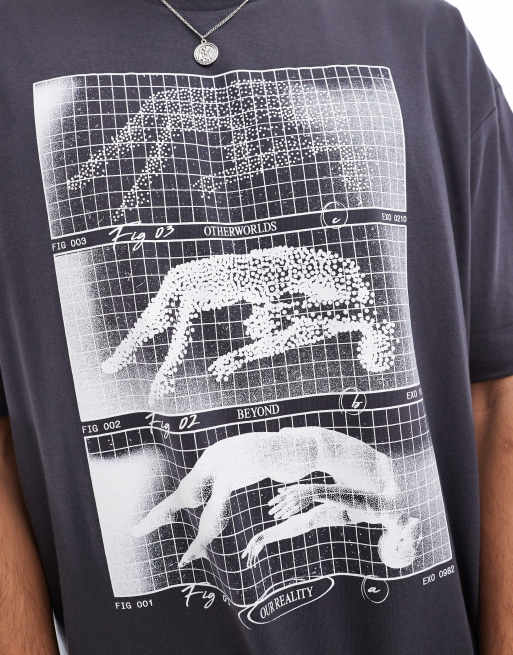 ASOS DESIGN - Oversized T-shirt met print op de voorkant in antraciet, 4 van 4