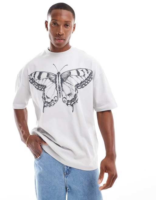 ASOS DESIGN - Oversized T-shirt met print op de voorkant in grijs