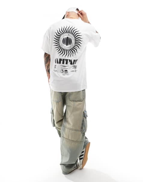 ASOS DESIGN - Oversized T-shirt met print van hemellichamen op de rug in wit - view 1