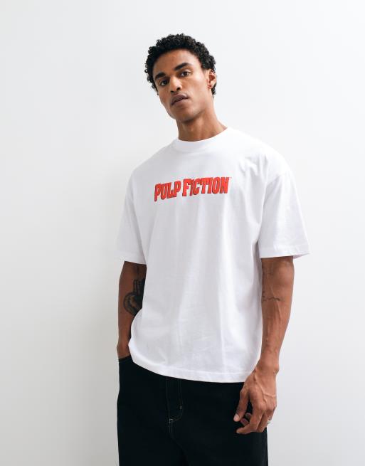 ASOS DESIGN - Oversized T-shirt met Pulp Fiction-print in wit, 3 van 10