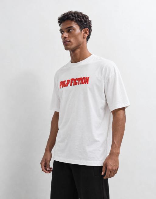 ASOS DESIGN - Oversized T-shirt met Pulp Fiction-print in wit, 6 van 10