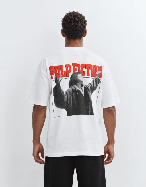 ASOS DESIGN - Oversized T-shirt met Pulp Fiction-print in wit, 8 van 10
