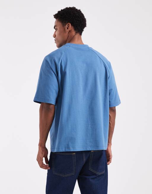 ASOS DESIGN - Oversized T-shirt met raglanmouwen van zware stof in middenblauw, 3 van 5