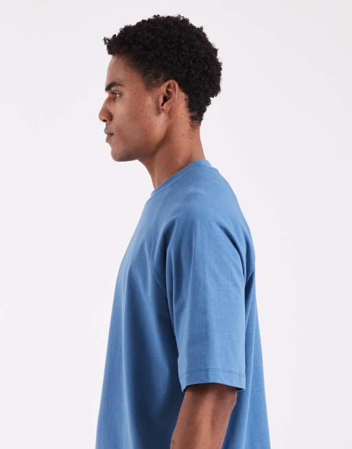 ASOS DESIGN - Oversized T-shirt met raglanmouwen van zware stof in middenblauw, 4 van 5
