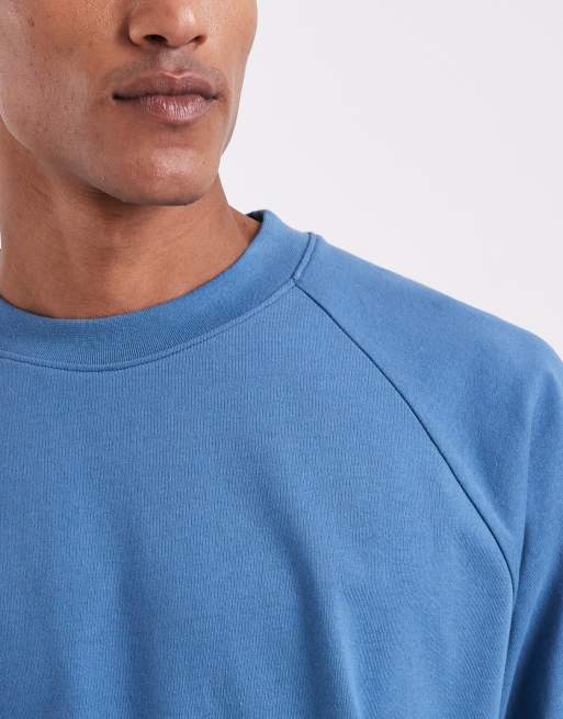 ASOS DESIGN - Oversized T-shirt met raglanmouwen van zware stof in middenblauw, 5 van 5