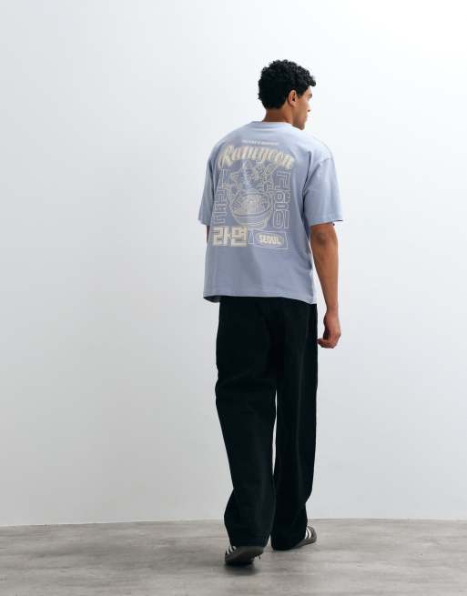 ASOS DESIGN oversized T-shirt met ramenprint in blauw, 3 van 7
