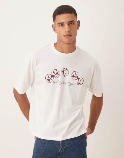 ASOS DESIGN - Oversized T-shirt met rechte pasvorm en cartoon print in wit - view 1
