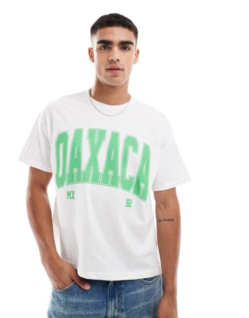 ASOS DESIGN - Oversized T-shirt met rechte pasvorm en tekstprint op de voorkant in wit