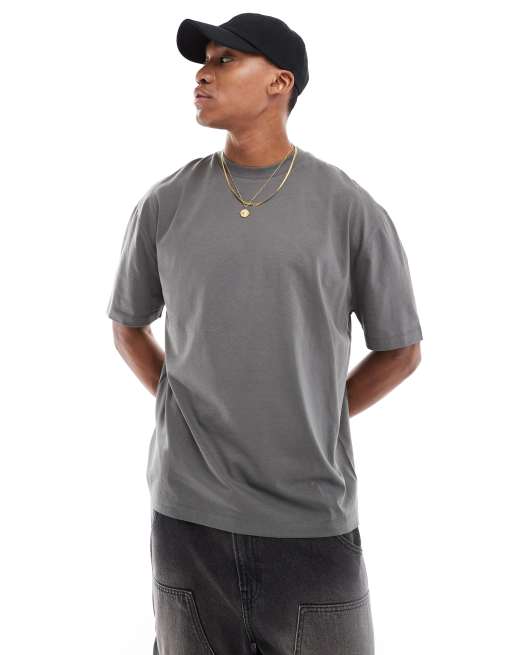 ASOS DESIGN - Oversized T-shirt met Renaissance-print op de rug in antraciet, 3 van 4