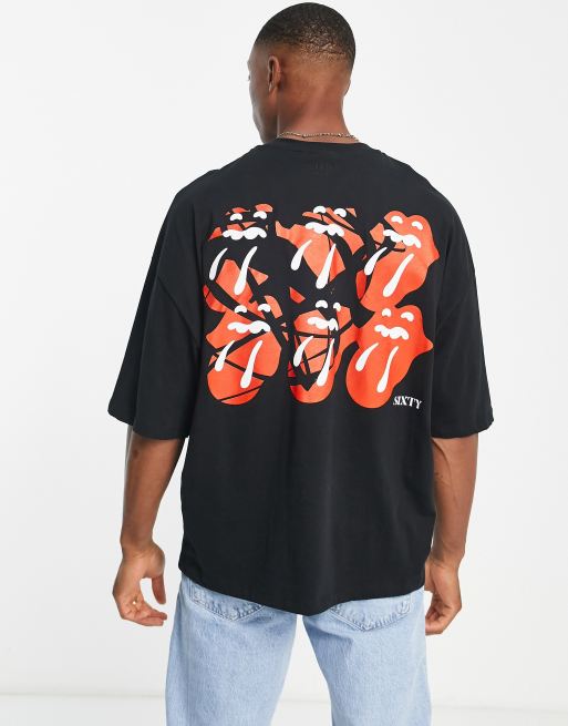ASOS DESIGN - Oversized T-shirt met Rolling Stones 60th anniversary print in zwart
