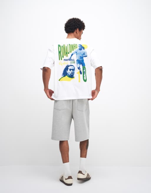 ASOS DESIGN - Oversized T-shirt met 'Ronaldinho'-print in wit, 2 van 5