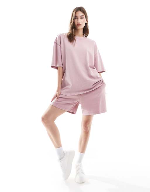 ASOS DESIGN - Oversized T-shirt met ronde achterkant in roze met wassing, 2 van 4