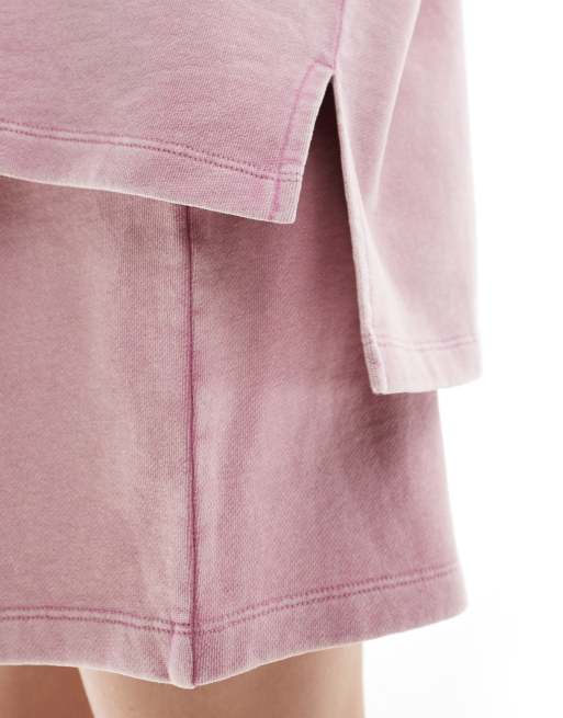 ASOS DESIGN - Oversized T-shirt met ronde achterkant in roze met wassing, 3 van 4