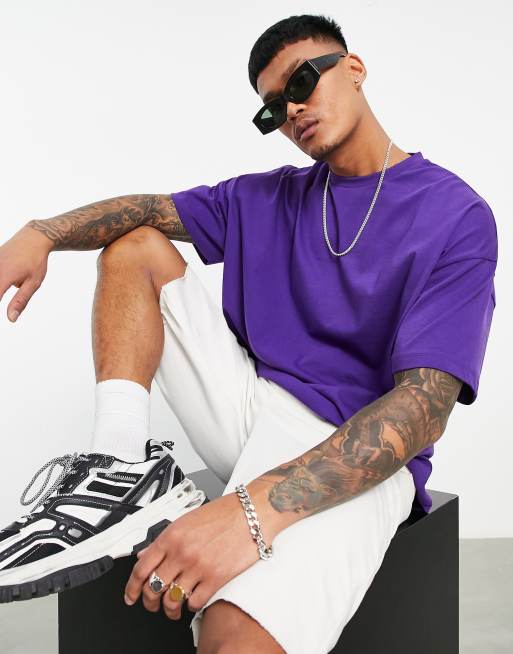 ASOS DESIGN - Oversized T-shirt met ronde hals in donkerpaars