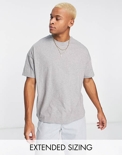 ASOS DESIGN - Oversized T-shirt met ronde hals in gemêleerd grijs - GREY