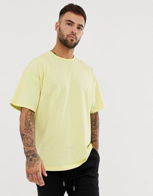 ASOS DESIGN - Oversized T-shirt met ronde hals in vaalgeel-Groen