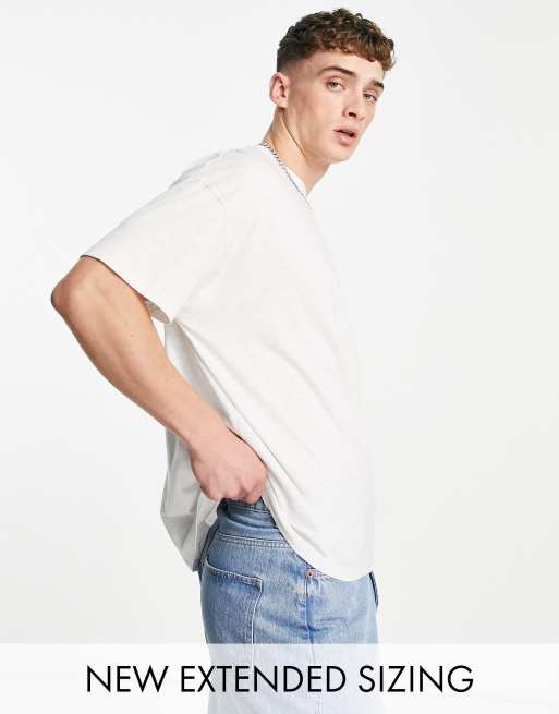 ASOS DESIGN - Oversized T-shirt met ronde hals in wit gemêleerd - WHITE