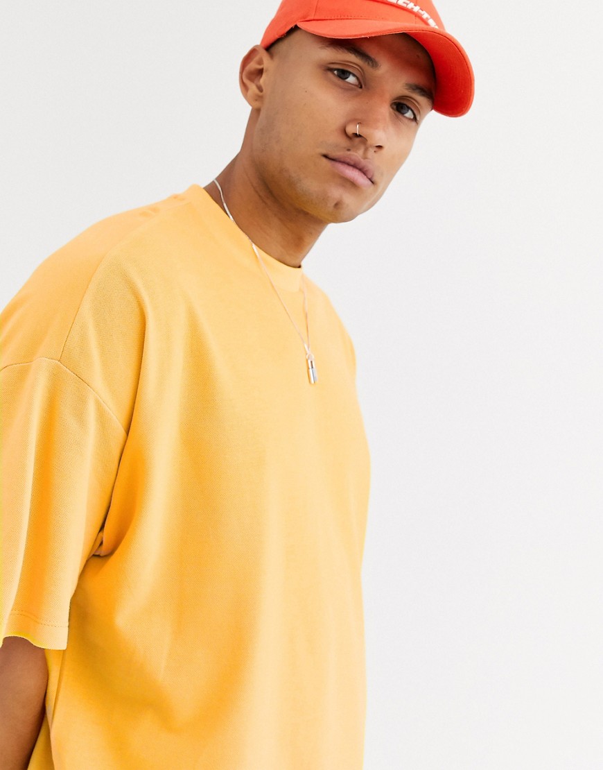 ASOS DESIGN - Oversized T-shirt met ronde hals van piqué in geel