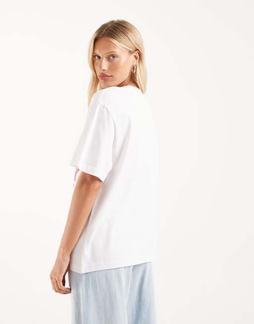 ASOS DESIGN oversized T-shirt met roze bloemprint in wit, 4 van 4