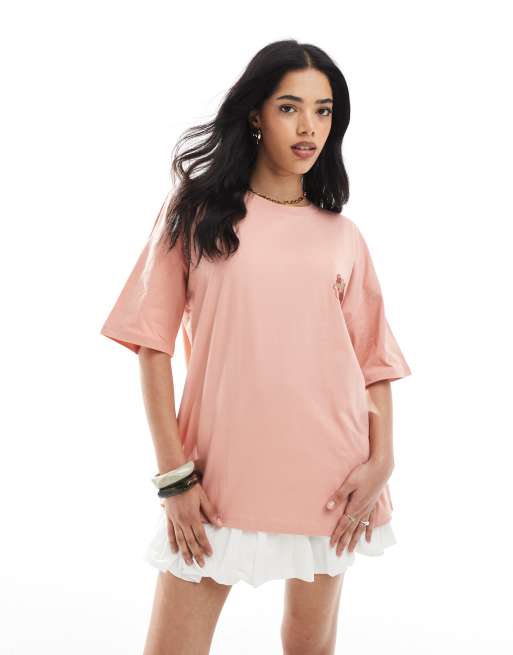 ASOS DESIGN - Oversized T-shirt met rustieke fruitschaalprint in oudroze, 3 van 4