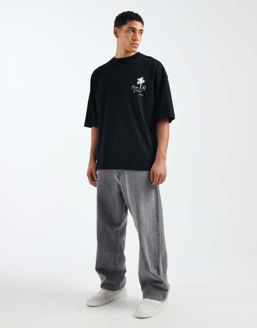 ASOS DESIGN - Oversized T-shirt met schilderachtige print in zwart, 2 van 5